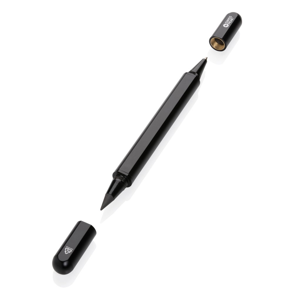 Ручка с двойным наконечником Swiss Peak Storm из переработанного алюминия RCS арт. P611.251 Ручка с двойным наконечником Swiss Peak Storm из переработанного алюминия RCS арт. P611.251