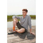 Рубашка поло унисекс с длинным рукавом Planet LSL, черный меланж арт. 04241348