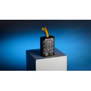 Зарядное устройство "Shine" 9000 mAh с LED-подсветкой, встроенными кабелями Type-C/Lightning/USB черный с желтым