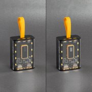 Зарядное устройство "Shine" 9000 mAh с LED-подсветкой, встроенными кабелями Type-C/Lightning/USB черный с желтым