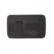 Настольные часы "Smart Screen" с беспроводным (15W) зарядным устройством, гигрометром, термометром, календарём, с подсветкой логотипа черный