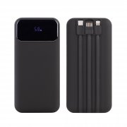 Зарядное (22.5W) устройство "Top Grade SOFTTOUCH" 20000 mAh с подсветкой логотипа, встроенными кабелями и цифровым индикатором заряда черный