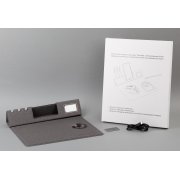 Настольная складная подставка "Cool Mat" с беспроводным (15W) зарядным устройством, сенсорной подсветкой логотипа и ковриком для мыши серый