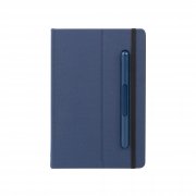 Блокнот с ручкой и вечным карандашом в пенале, с подставкой под смартфон темно-синий