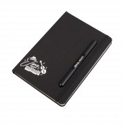 Блокнот с ручкой и вечным карандашом в пенале, с подставкой под смартфон темно-синий