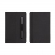 Блокнот с ручкой и вечным карандашом в пенале, с подставкой под смартфон черный