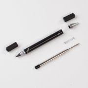 Блокнот с ручкой и вечным карандашом в пенале, с подставкой под смартфон черный