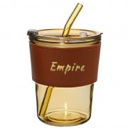 Стакан стеклянный с трубочкой и капхолдером 