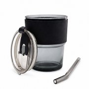 Стакан стеклянный с трубочкой и капхолдером Стакан стеклянный с трубочкой и капхолдером