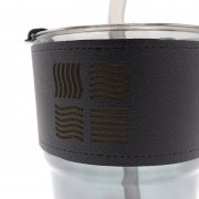 Стакан стеклянный с трубочкой и капхолдером 