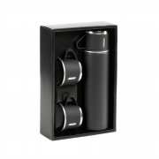 Набор подарочный "Алтай": термос, 3 кружки, покрытие пудра черный