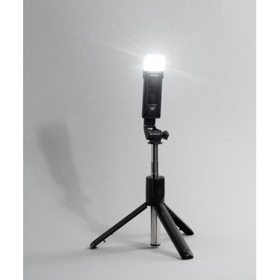 Селфи-палка-штатив "Periscope" с лампой и пультом дистанционного управления черный