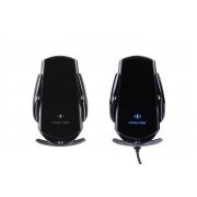 Автомобильное сенсорное беспроводное (15W) зарядное устройство "Titan" с набором переходников для магнитной зарядки, с подсветкой логотипа черный