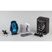 Автомобильное сенсорное беспроводное (15W) зарядное устройство "Titan" с набором переходников для магнитной зарядки, с подсветкой логотипа черный