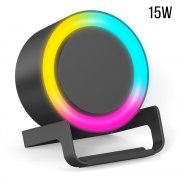 Беспроводная Bluetooth колонка U-Tone RGB c функцией беспроводной зарядки 15W, черный арт. 11020.022