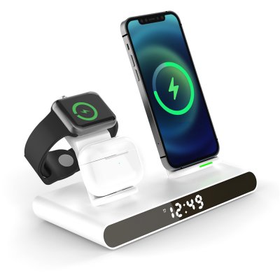 Часы электронные Abbatt мультифункциональные с беспроводной зарядкой, белый арт. 7021.01 Часы электронные Abbatt мультифункциональные с беспроводной зарядкой, белый арт. 7021.01