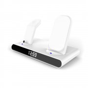 Часы электронные Abbatt мультифункциональные с беспроводной зарядкой, белый