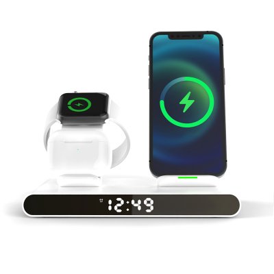 Часы электронные Abbatt мультифункциональные с беспроводной зарядкой, белый арт. 7021.01 Часы электронные Abbatt мультифункциональные с беспроводной зарядкой, белый арт. 7021.01