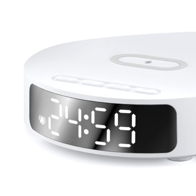 Часы с беспроводной зарядкой Dovel, белый арт. 7100.01 Часы с беспроводной зарядкой Dovel, белый арт. 7100.01