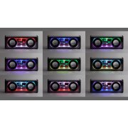 Bluetooth колонка "Buzz Light" 10Вт (2х5Вт) с разноцветной подсветкой-эквалайзером и прозрачным корпусом черный