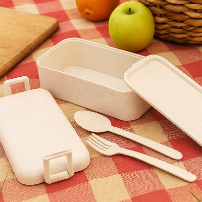 Ланчбокс (контейнер для еды) Bricker из пшеничного волокна, бежевый арт. 13008.13