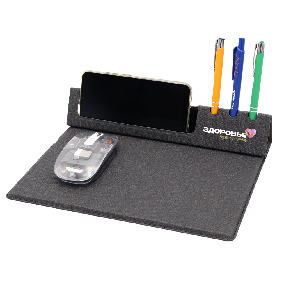 Коврик для мышки с беспроводной зарядкой Rolter, серый арт. 18022.10 Коврик для мышки с беспроводной зарядкой Rolter, серый арт. 18022.10