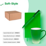 Набор подарочный SOFT-STYLE: бизнес-блокнот, ручка, кружка, коробка, стружка, зеленый зеленый