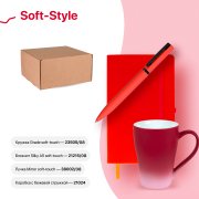 Набор подарочный SOFT-STYLE: бизнес-блокнот, ручка, кружка, коробка, стружка, красный Красный