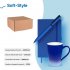 Набор подарочный SOFT-STYLE: бизнес-блокнот, ручка, кружка, коробка, стружка, синий Синий