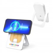 Беспроводное магнитное зарядное устройство Bambooco 15W, белый с бамбуковым арт. 7126.01