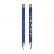 Набор "Aurora" (ручка+карандаш), покрытие soft touch темно-синий с черным