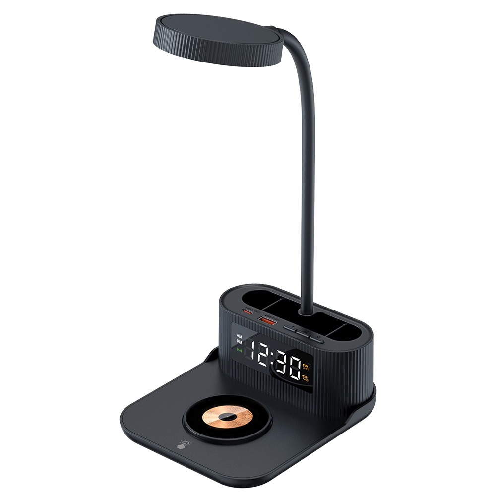 Настольный органайзер Crolly c беспроводной зарядкой 15W и лампой, черный арт. 7124.02 Настольный органайзер Crolly c беспроводной зарядкой 15W и лампой, черный арт. 7124.02