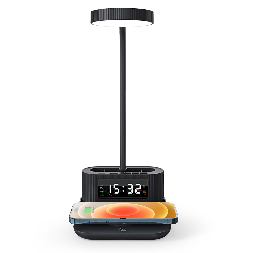 Настольный органайзер Crolly c беспроводной зарядкой 15W и лампой, черный арт. 7124.02 Настольный органайзер Crolly c беспроводной зарядкой 15W и лампой, черный арт. 7124.02