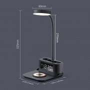 Настольный органайзер Crolly c беспроводной зарядкой 15W и лампой, черный