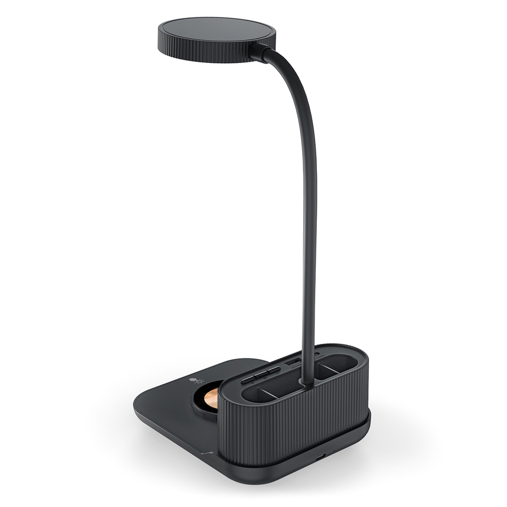 Настольный органайзер Crolly c беспроводной зарядкой 15W и лампой, черный арт. 7124.02 Настольный органайзер Crolly c беспроводной зарядкой 15W и лампой, черный арт. 7124.02