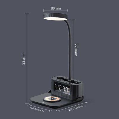 Настольный органайзер Crolly c беспроводной зарядкой 15W и лампой, черный
