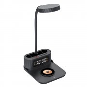 Настольный органайзер Crolly c беспроводной зарядкой 15W и лампой, черный