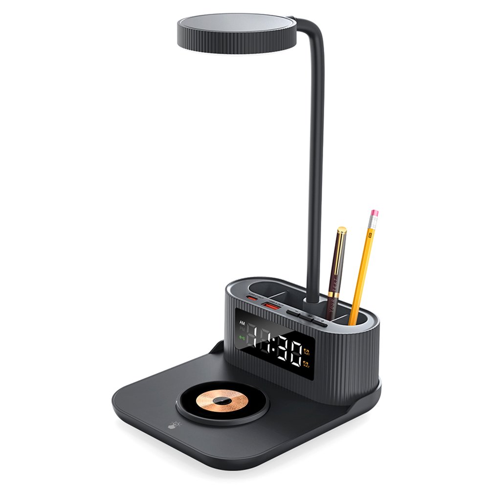 Настольный органайзер Crolly c беспроводной зарядкой 15W и лампой, черный арт. 7124.02 Настольный органайзер Crolly c беспроводной зарядкой 15W и лампой, черный арт. 7124.02