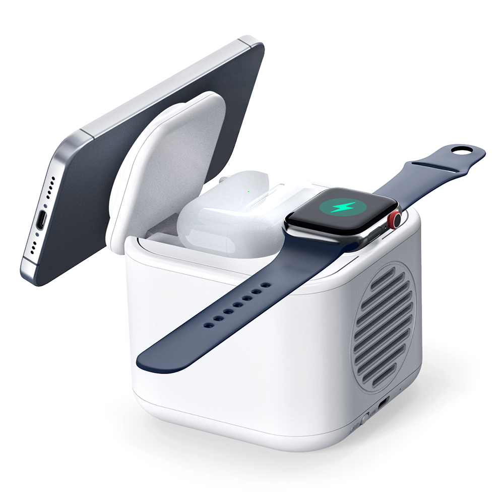 Беспроводная колонка 5W с беспроводным зарядным 15W Powerbox ,белый арт. 11030.01 Беспроводная колонка 5W с беспроводным зарядным 15W Powerbox ,белый арт. 11030.01