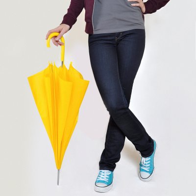 Зонт-трость с пластиковой ручкой, механический; желтый; D=103 см; 100% полиэстер 190 T Жёлтый